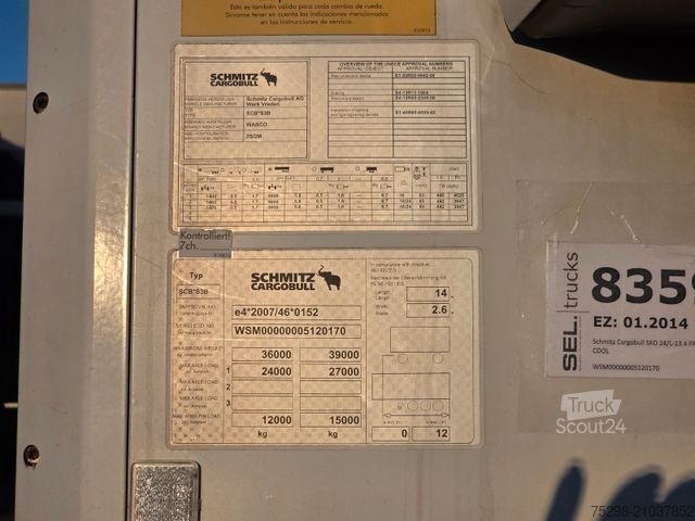 Koeloplegger SCHMITZ CARGOBULL SKO 24/L - 13.4 FP 45 COOL / Rolltor / Thermo Ki