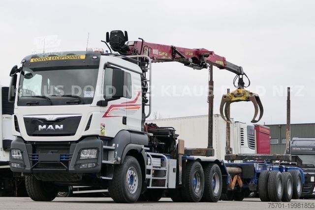 Camion forestier MAN TGS 33.500 Holztransport Kran Langholznachläufer
