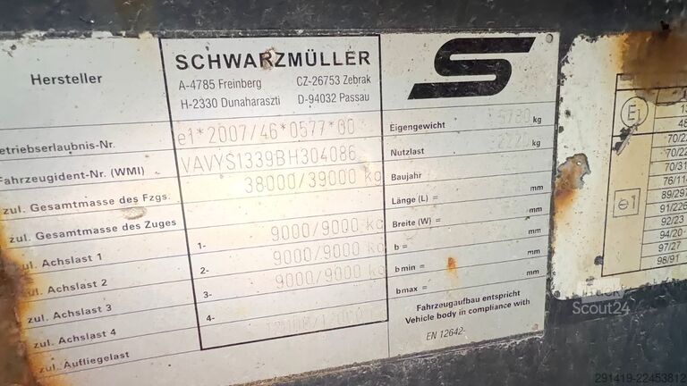 Baļķu puspiekabe SCHWARZMÜLLER S1 / Y170 / BA0 Holz Auflieger Bj 2011