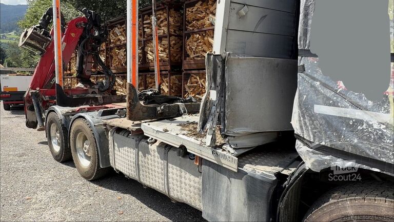 Apaļkoku pārvadāšanas kravas auto SCANIA R500 6x4 Holzlkw mit Epsilon Kran Bj 2019