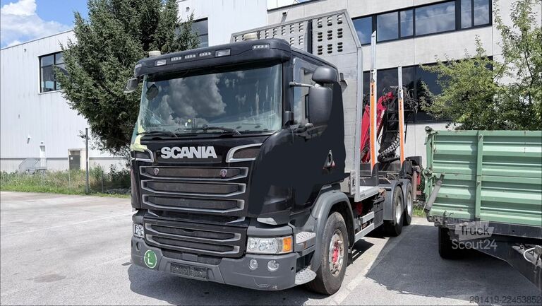 Apaļkoku pārvadāšanas kravas auto SCANIA R490 6x4 Holzlkw mit Epsilon Kran Bj 2017