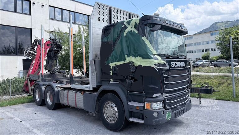 Apaļkoku pārvadāšanas kravas auto SCANIA R490 6x4 Holzlkw mit Epsilon Kran Bj 2017