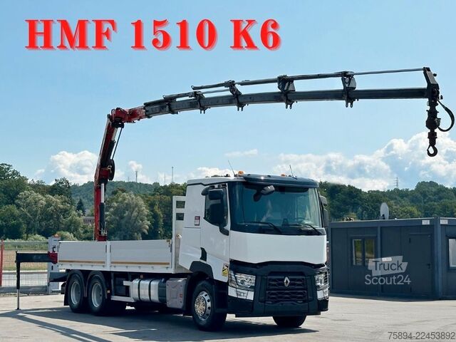 Grua montada em camião RENAULT C 460 * HMF 1510 K6 + FUNK * 6x4