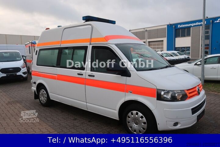 Hasičské auto VW T5 Transporter Hochdach lang KTW Klima Automatik
