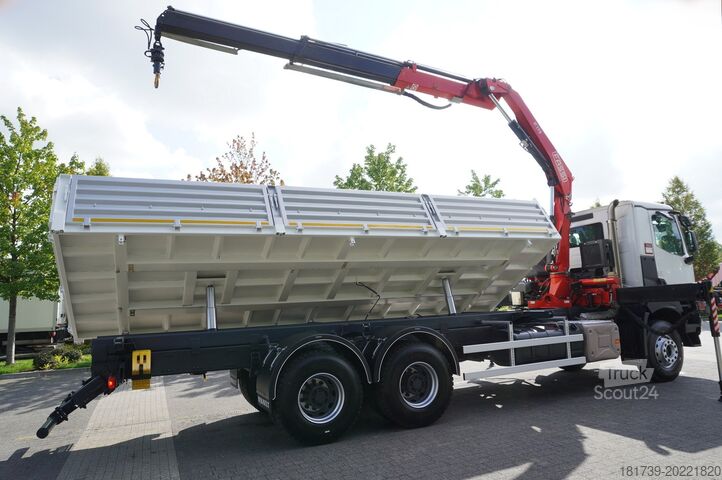 Двустранен самосвал с кран HDS Renault K380 6x4 / FASSI F175 crane 7.85 t