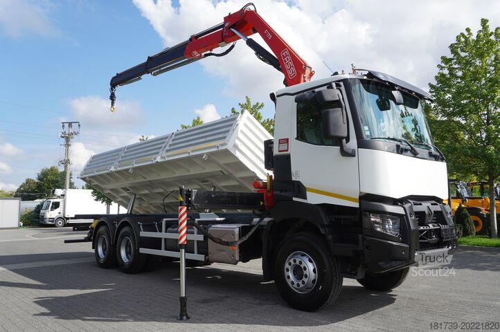 Двустранен самосвал с кран HDS Renault K380 6x4 / FASSI F175 crane 7.85 t