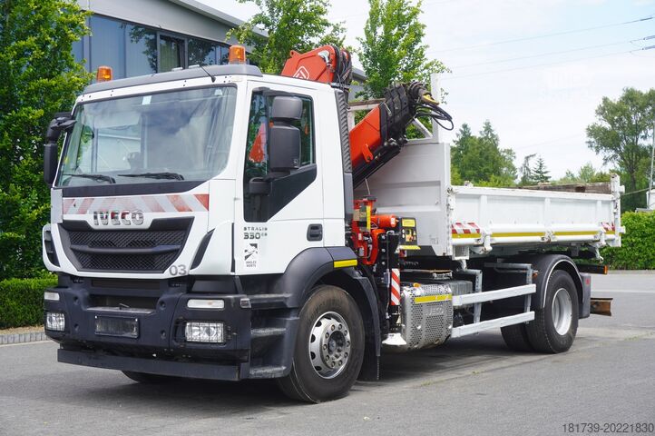 тристранен самосвал Iveco STRALIS 330 E6 / FASSI 195A 8.5 T