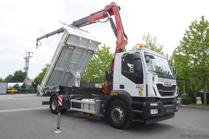тристранен самосвал Iveco STRALIS 330 E6 / FASSI 195A 8.5 T