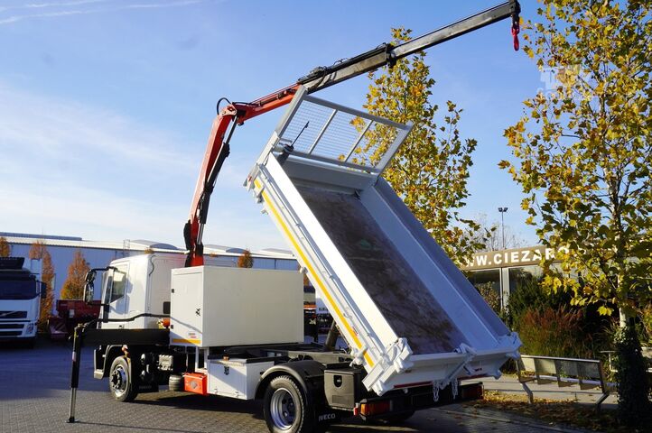 Trilateral dumper med kran Iveco Eurocargo 120E18 HDS Palfinger
