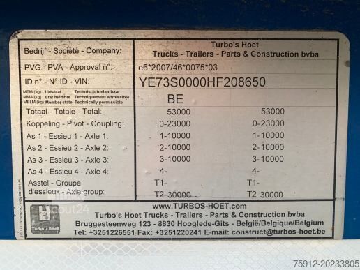 Turbo's Hoet Lowbed Trailer - 53 Tons Capacity, 3 Steering BPW Axles Turbo's Hoet LOWBED TRAILER - 53 TONS CAPACITY 3 STEERING BP...