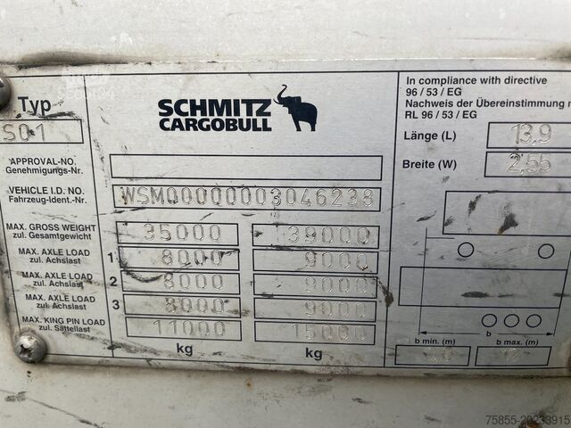 Kayar brandalar Schmitz SCS 24/L Tautliner / SAF Axles / Discbrakes / N...