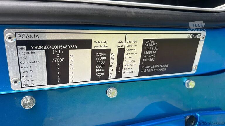 System med krogarm Scania R730 8x4*4 | hiab Haak  | 4 asser | full air | ...