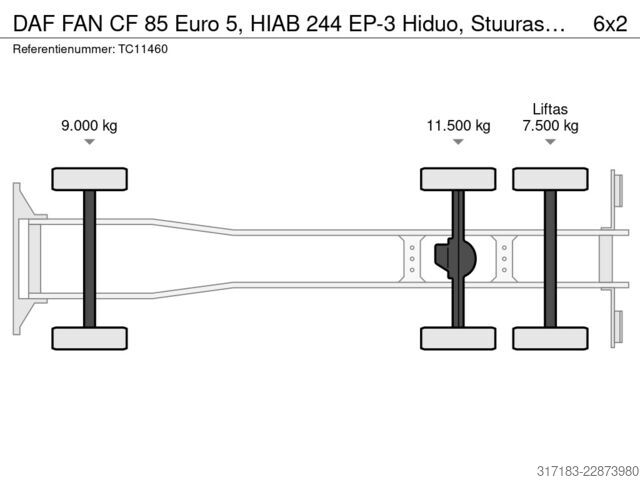 Nakladalna ploščad DAF CF 85.360 Euro 5, HIAB 244 EP-3 Hiduo, Stuuras