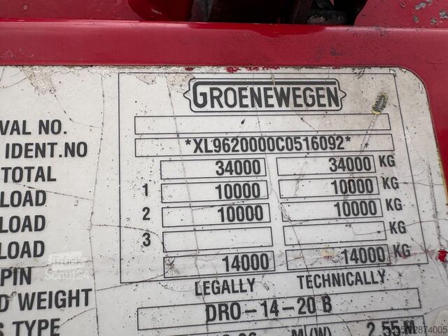 Liukuvat pressut Groenewegen DRO-14-20 B 2-Axle Tautiner / BPW Axles / Steer...