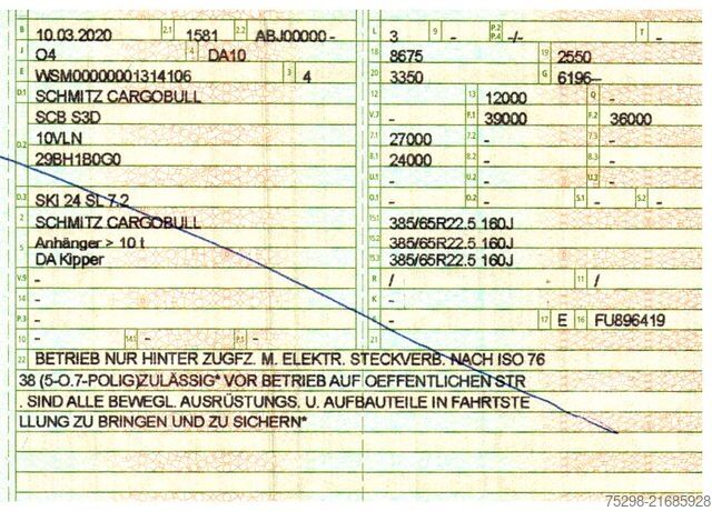 Kipper Auflieger SCHMITZ CARGOBULL SKI 24 SL 7.2 / Alu-Felgen / Liftachse