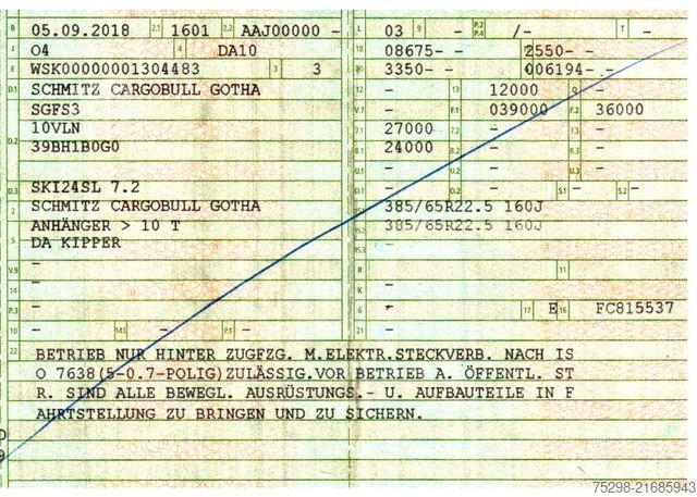 Kipper Auflieger SCHMITZ CARGOBULL SKI 24 SL 7.2 / Alu-Felgen / Liftachse