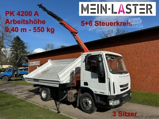 Dreiseitenkipper IVECO ML75E16 3 S-Kipper Kran PK  9,4m-550 kg Greifer