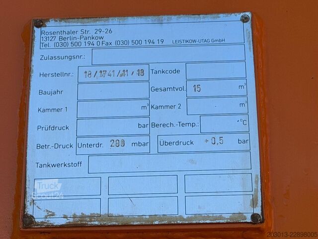 Vacuümtankwagen MAN TGS 26.400 6x4 BB Kanalreiniger Leistikow 15 m³