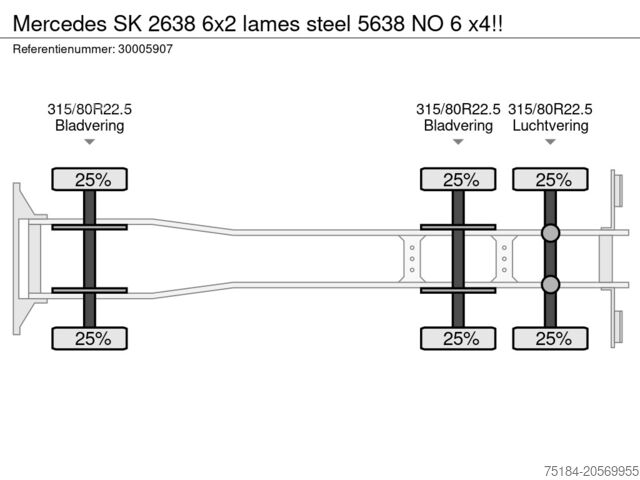 Châssis cabine Mercedes SK 2638 6x2 lames steel 5638 NO 6 x4!!