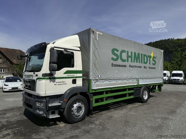 Camión plataforma con toldo MAN TGM 18.290 Pritsche+Plane+LBW  Voll Luft EU 5EEV