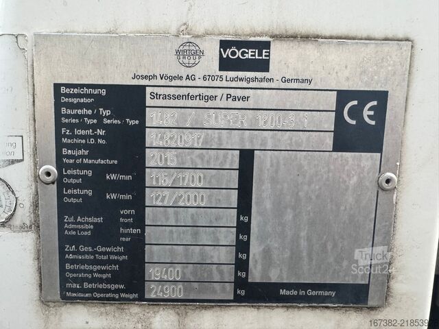 Πλακόστρωτο Vögele Super 1800-3i