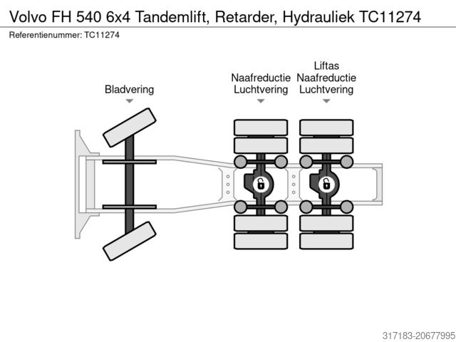 Standard-SZM Volvo FH 540 6x4 Tandemlift, Retarder, Hydrauliek