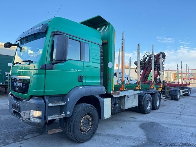 Houttransportwagen MAN TGS 26.440 6x4 Kurzholzzug Palfinger SägeGreifer