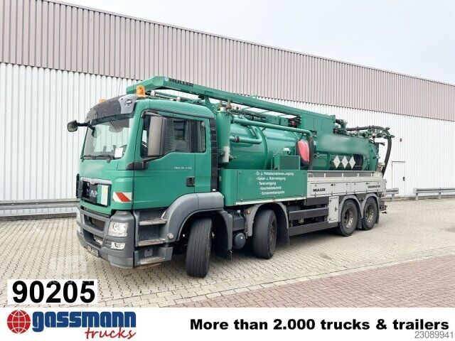Silniční zametač MAN TGS 35.440 8x4, Müller VM F 150 Schlammsaugwagen