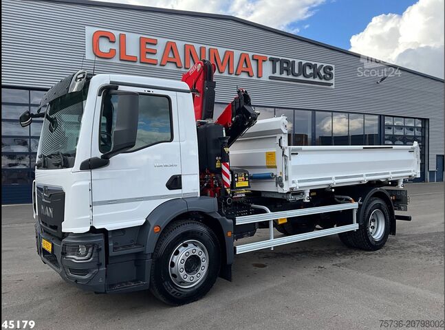 3-sided tipper MAN TGM 18.320 Euro 6 Fassi 13 Tonmeter laadkraan N...