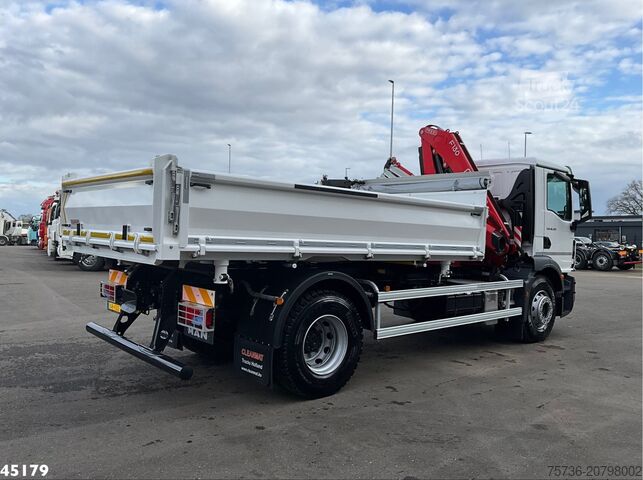 3-sided tipper MAN TGM 18.320 Euro 6 Fassi 13 Tonmeter laadkraan N...