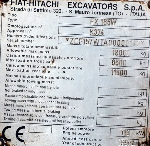 Excavadora móvil hitachi EX 165 W