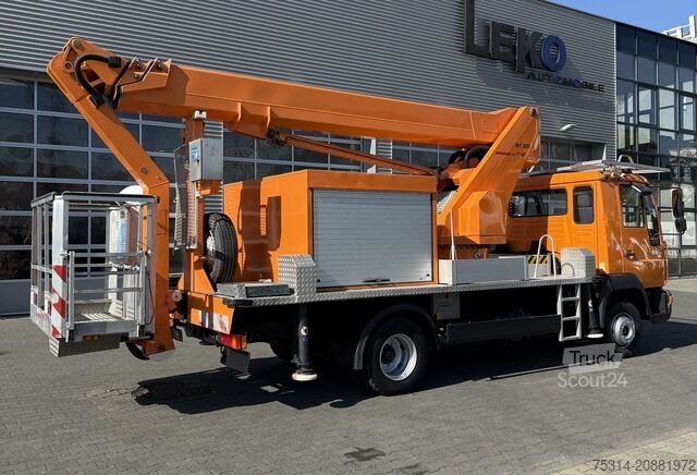 Uz kravas automobiļa uzstādīta darba platforma man MAN LE 8.140 Hubarbeitsbühne WUMAG WT 220