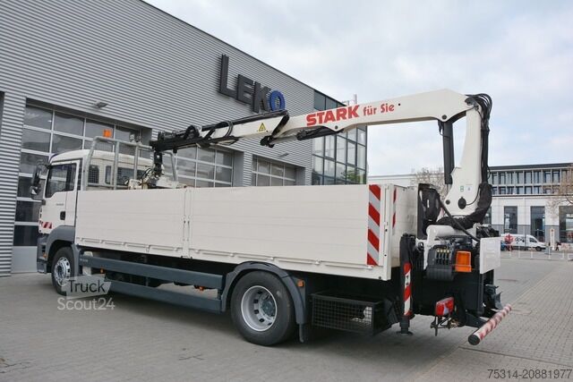 Automobilis ar plakanu platformu man TGA 18.350 Kran Palfinger PK12001 L Palettenzange