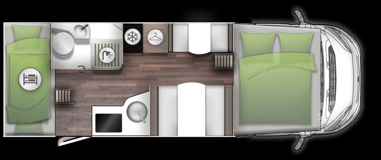 Alkoof camper FORSTER A 699 VB, Maxi 4,25 t, 140 PS, 5 Sitzplätze