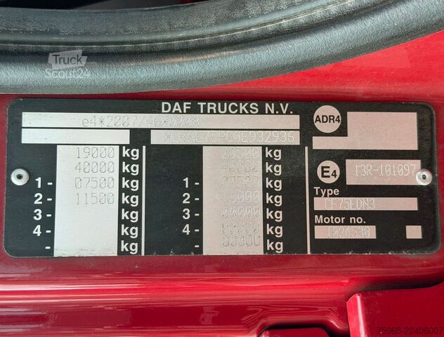 Camion caisson DAF CF 75.310 EURO 5 FT BURGERS BOX TAIL LIFT AIRCO