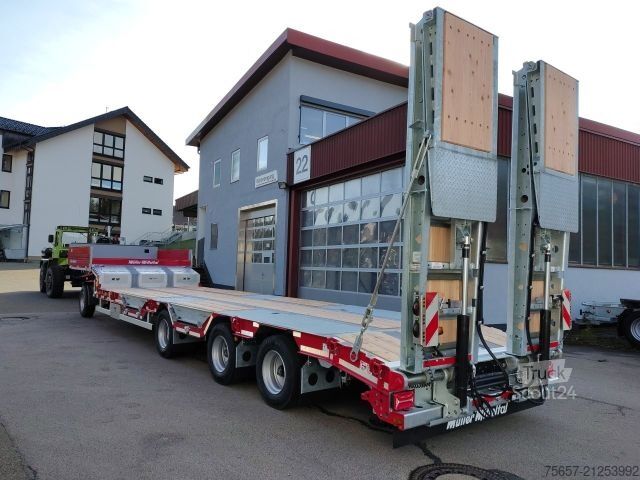 Working platform semitrailer MÜLLER-MITTELTAL 3-achs mit Radmulden, 2 Ladehöhen, Klapprampen