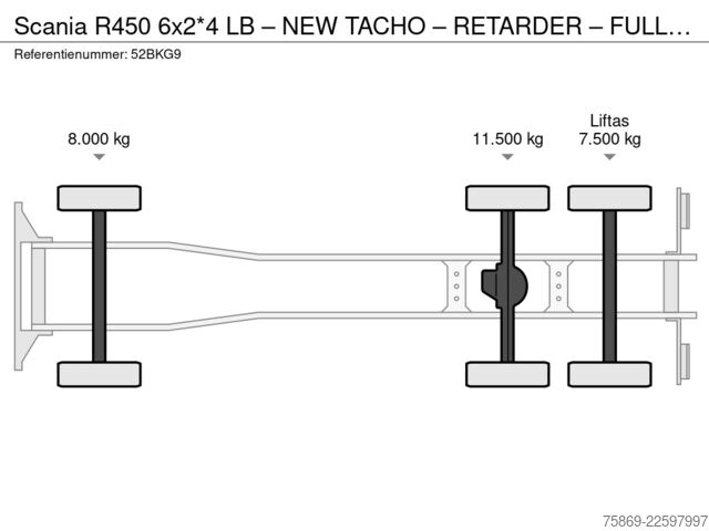 BDF-system Scania R450 6x2*4 LB – NEW TACHO – RETARDER – FULL AIR...