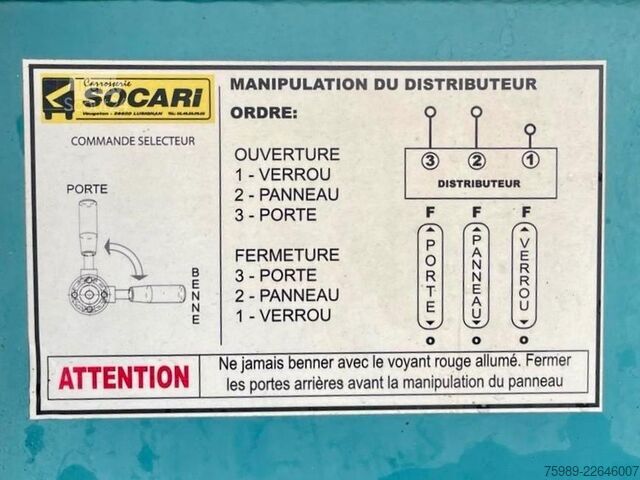 شاحنة قلابة Trouillet SOCARI 69 m3 left side opens, self pump tyres, etc