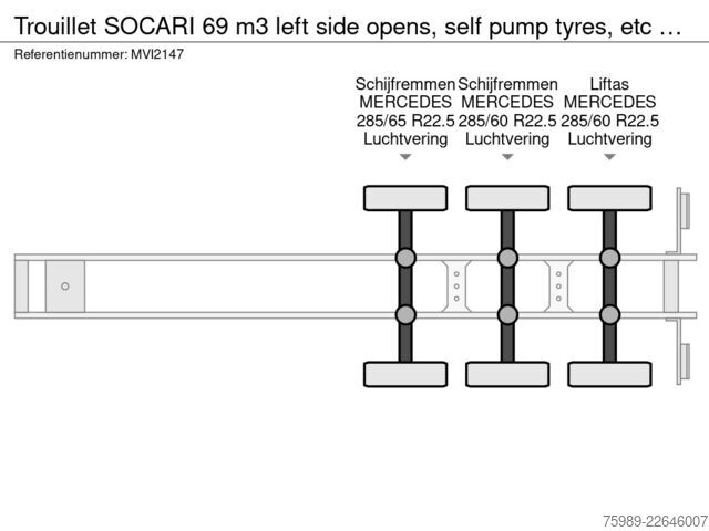 شاحنة قلابة Trouillet SOCARI 69 m3 left side opens, self pump tyres, etc