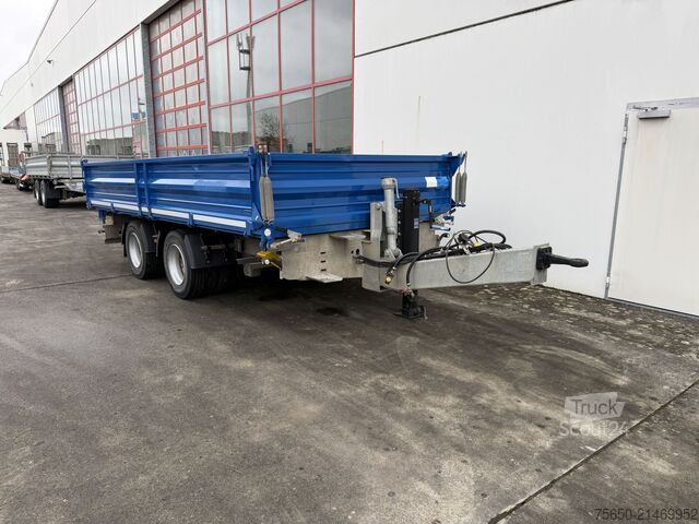 Driezijdige kipperaanhanger  18 k  18 t Tandemkipper- Tieflader, BreitbereiftWenig Benutzt