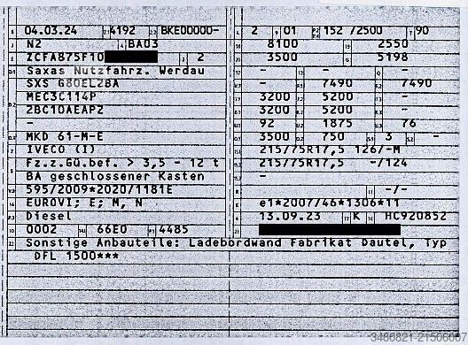 Box van IVECO EUROCARGO ML 75E21/P Koffer Luftfederung LBW DFL