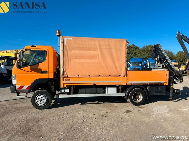 Camion bâché MITSUBISHI Fuso Canter 6C18/Kran HIAB/4x4 Allrad/Klimai