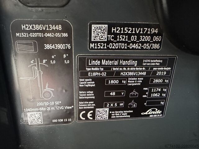 Elektryczny – 4 koła Linde E18PH  + Ladegerät NEU 48120 --EK