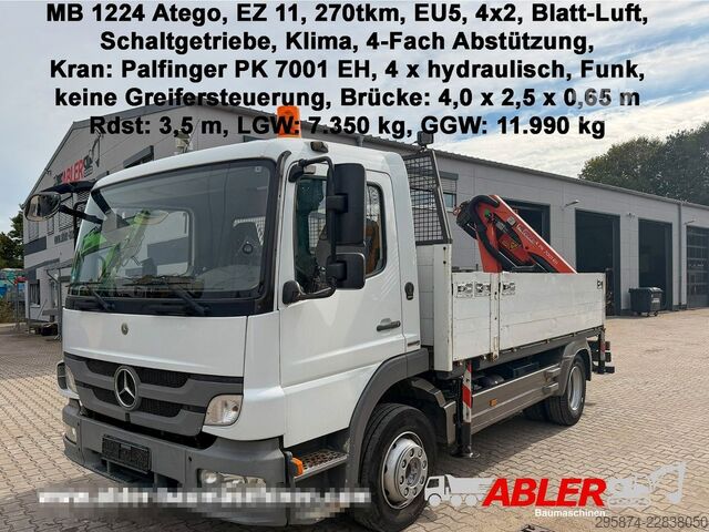 Lastebil med plan MERCEDES-BENZ 1224 Atego 4x2 Blatt-Luft Kran
