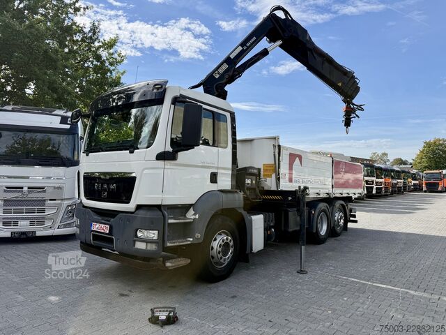 Φορτηγό με επίπεδη καρότσα MAN TGS 26.400 6X2 Kipper mit Kran Hiab 166-3