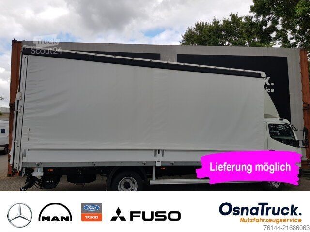 Transportador con plataforma y toldo FUSO 7C18 Pritsche/Plane/LBW Klima,Schiebeplane re+li