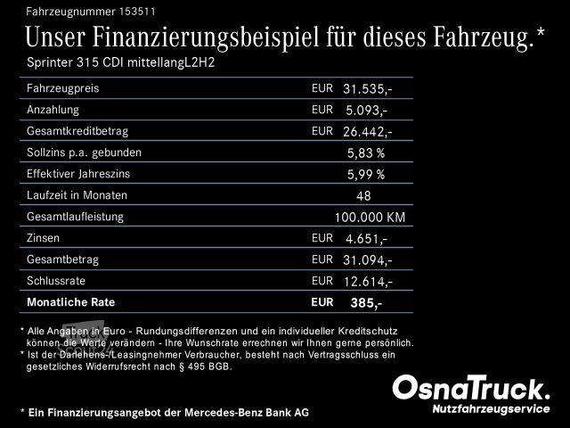 Fourgon tôlé Mercedes-Benz Sprinter 315 CDI mittellangL2H2 AHK,Standheizung