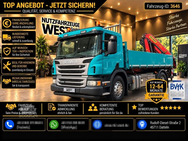 Autocarro ribaltabile SCANIA P320 Kipper Funk-Kran PK11002*36Tkm*Euro6*AHK*
