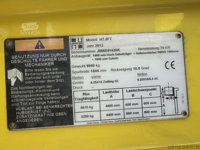 Čelni viličar HYSTER H7.0 FT Seitenschieber Zwillingsbereift