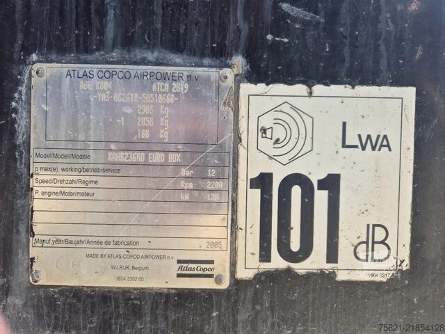 Compressore frigorifero Atlas Copco compressor XAHS 236 MD Eurobox